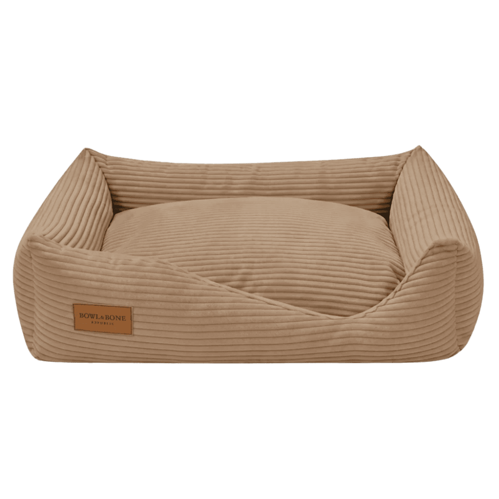 Bowl&Bone Republic Deco – Sztruksowe legowisko, kanapa dla psa i kota, latte