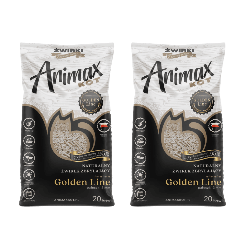 AnimaxKot Golden Line - Naturalny żwirek zbrylający dla kota, pellet 3mm, bezzapachowy