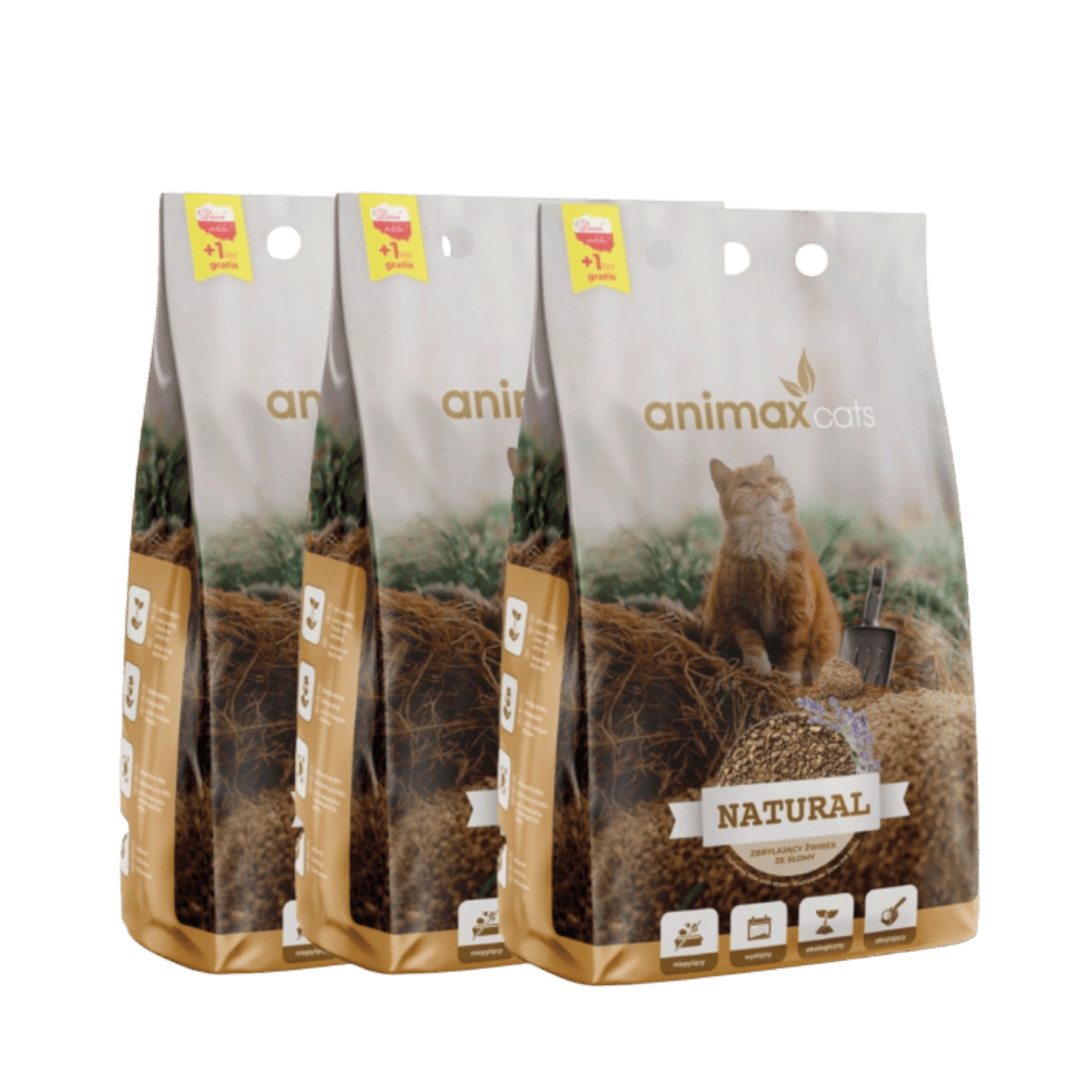 AnimaxKot Natural Kruszon - Naturalny żwirek zbrylający dla kota, ze słomy, lawendowy