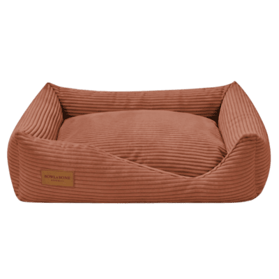 Bowl&Bone Republic Deco – Sztruksowe legowisko, kanapa dla psa i kota, ceglane - obrazek 1