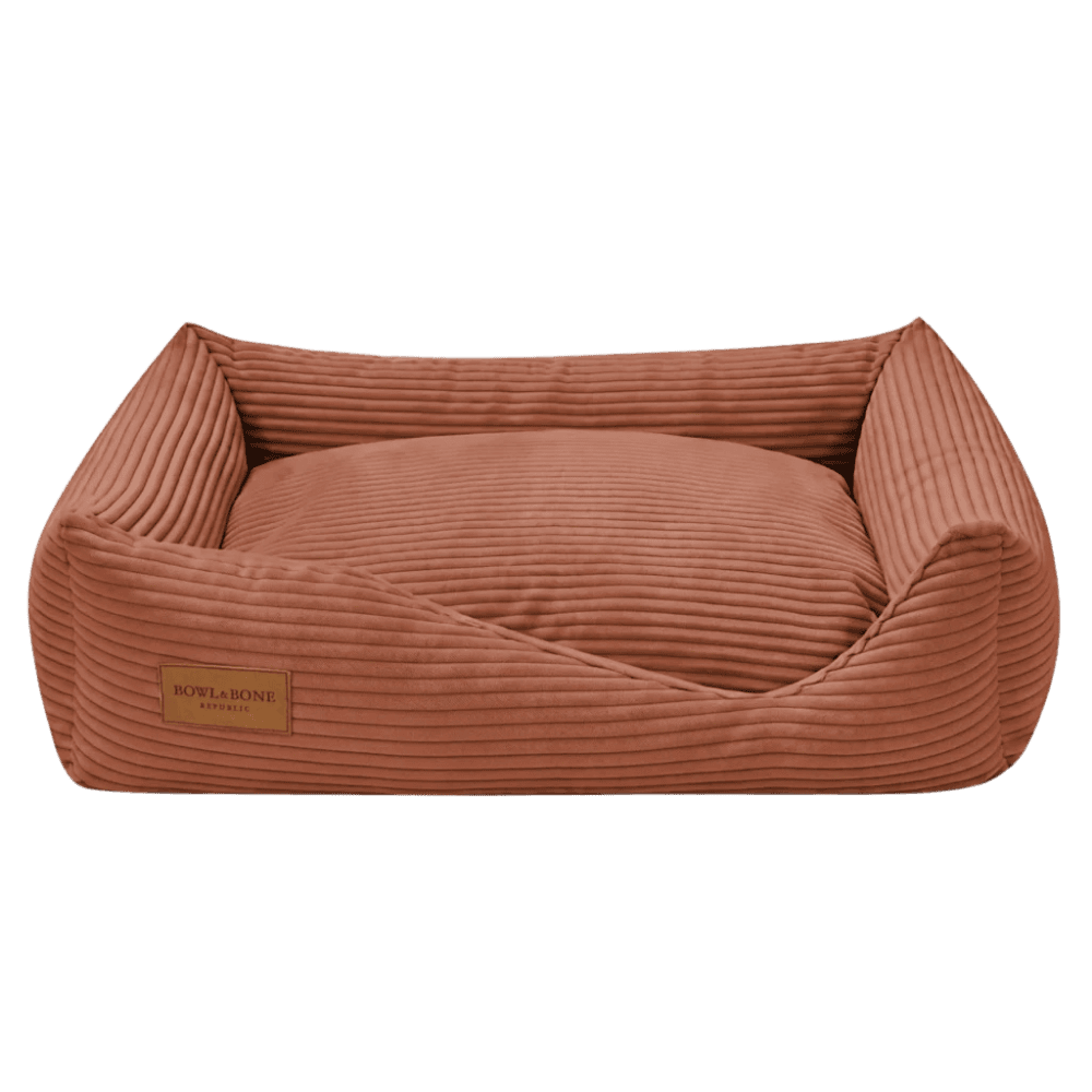 Bowl&Bone Republic Deco – Sztruksowe legowisko, kanapa dla psa i kota, ceglane