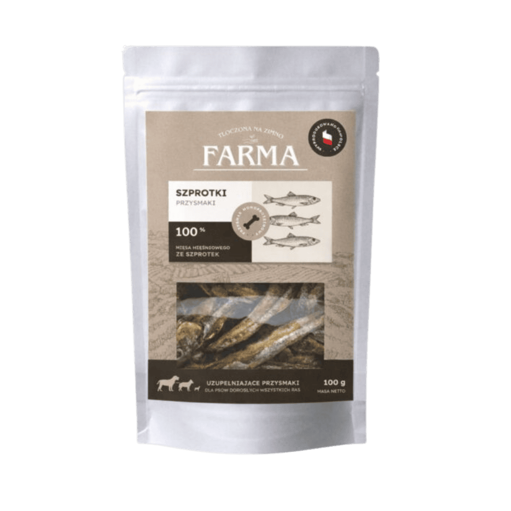 Farma – Przysmaki dla psa, suszone szprotki 100g