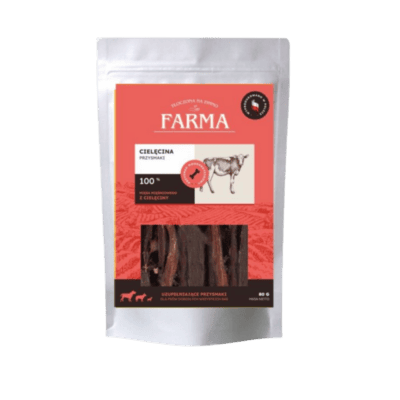 Farma – Przysmaki dla psa, suszone paski z cielęciny 80g - obrazek 1