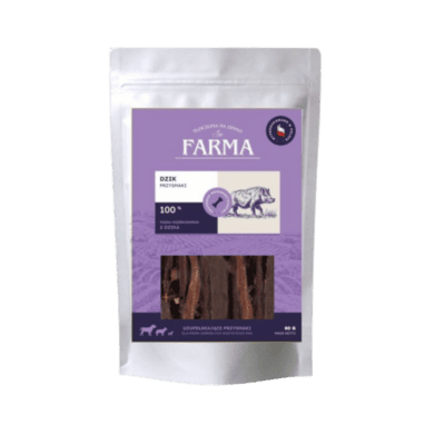 Farma – Przysmaki dla psa, suszone paski z dzika 80g - obrazek 1