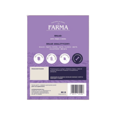 Farma – Przysmaki dla psa, suszone paski z dzika 80g - obrazek 2