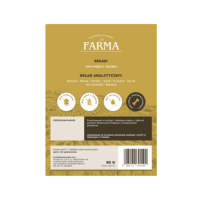 Farma – Przysmaki dla psa, suszone paski z jelenia 80g - obrazek 2