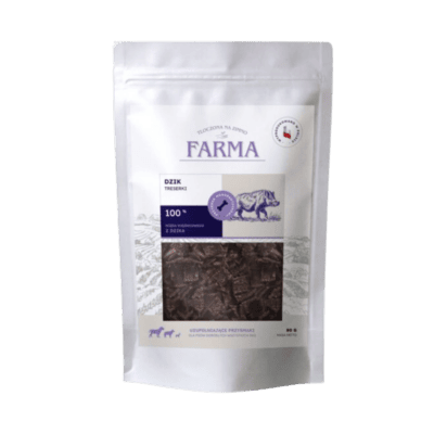 Farma – Przysmaki dla psa, suszone trenerki z dzika 80g - obrazek 1