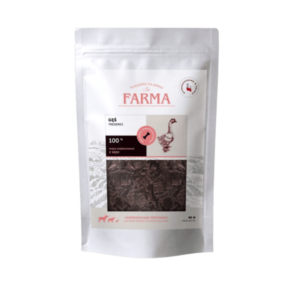 Farma – Przysmaki dla psa, suszone trenerki z gęsiny 80g