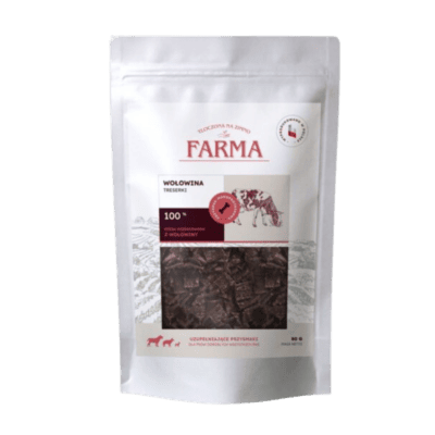 Farma – Przysmaki dla psa, suszone trenerki z wołowiny 80g - obrazek 1