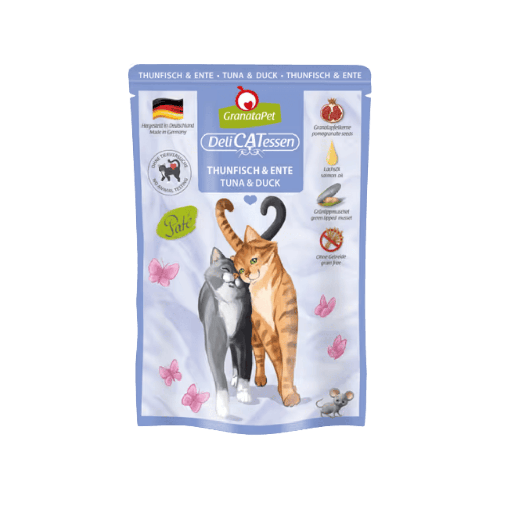 GranataPet DeliCatessen Tuna & Duck – Karma mokra, w saszetce, dla kota, tuńczyk z kaczką