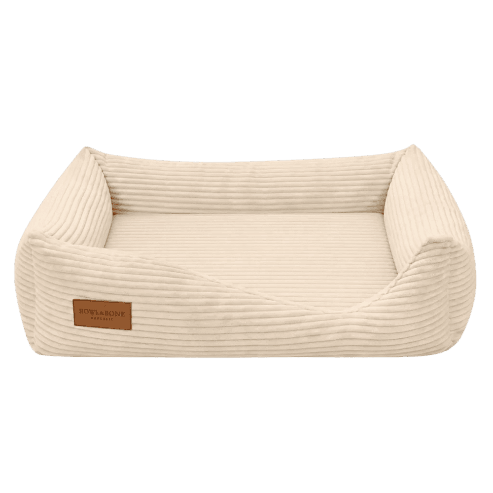 Bowl&Bone Republic Deco – Ortopedyczne, sztruksowe legowisko, kanapa dla psa i kota, kremowe