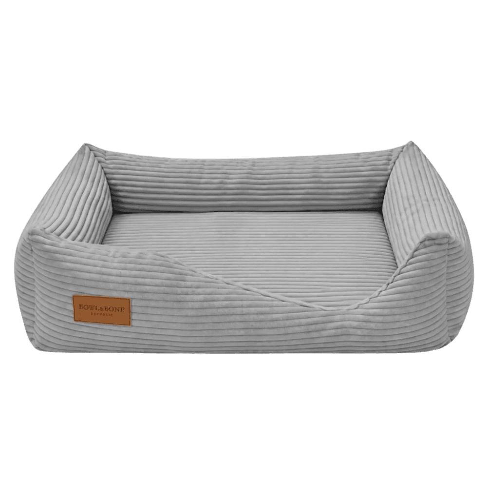 Bowl&Bone Republic Deco – Ortopedyczne, sztruksowe legowisko, kanapa dla psa i kota, szare