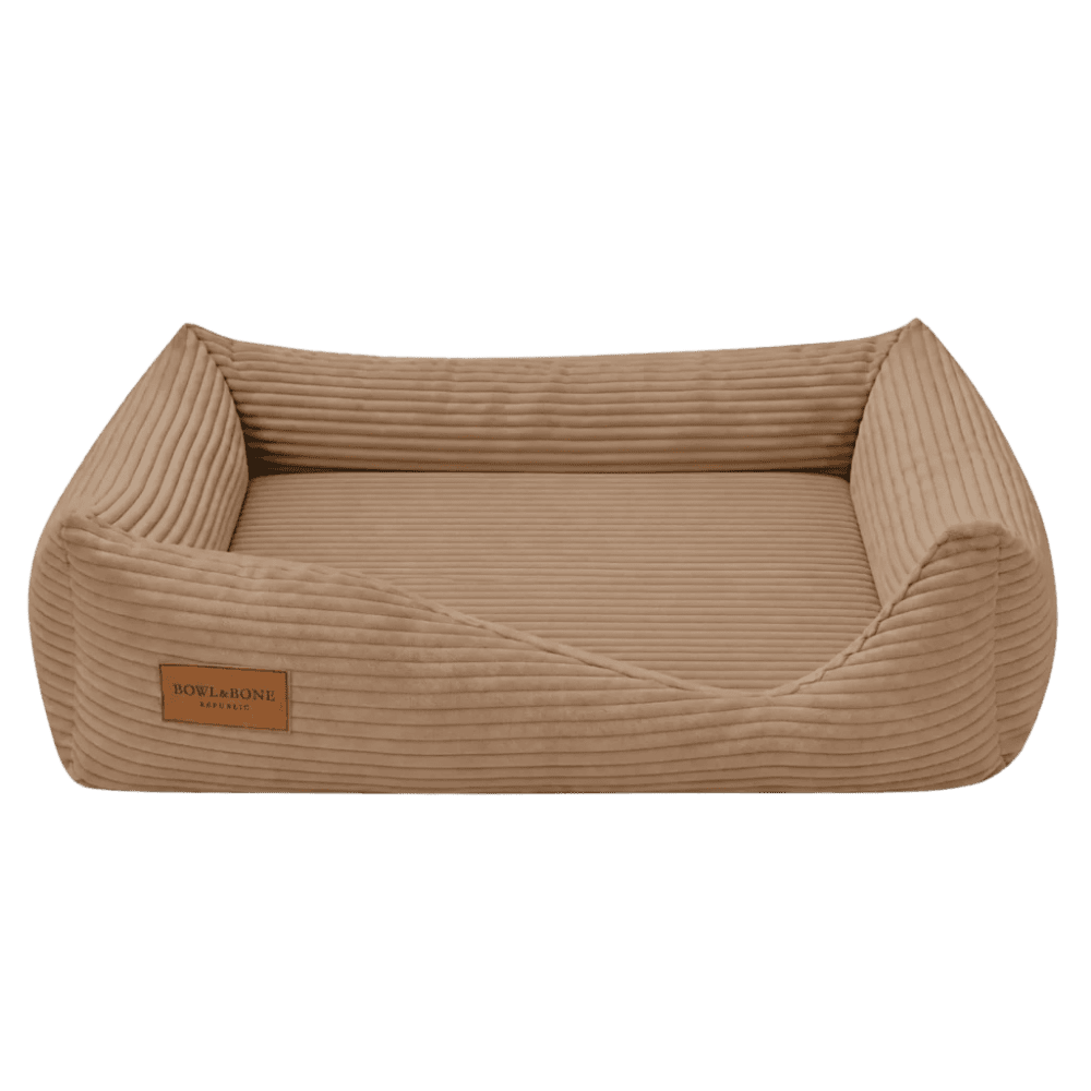 Bowl&Bone Republic Deco – Ortopedyczne, sztruksowe legowisko, kanapa dla psa i kota, latte