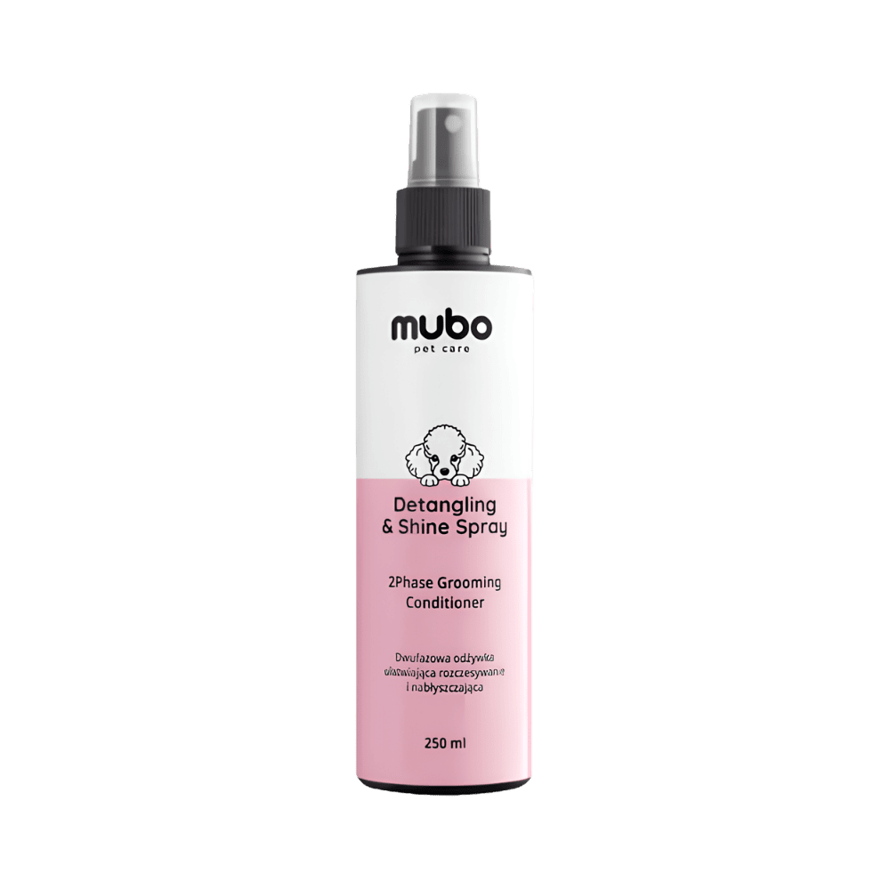 Mubo Detangling & Shine Spray - Dwufazowa odżywka w sprayu dla psa i kota, ułatwiająca rozczesywanie i nabłyszczająca, 250ml