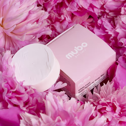 Mubo White Coat Stain Remover Soap Bar - Naturalne mydełko do usuwania zacieków na białej i jasnej sierści dla psa i kota, 40g