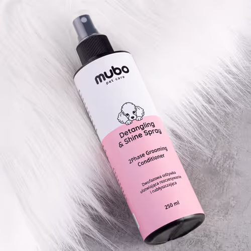 Mubo Detangling & Shine Spray - Dwufazowa odżywka w sprayu dla psa i kota, ułatwiająca rozczesywanie i nabłyszczająca, 250ml