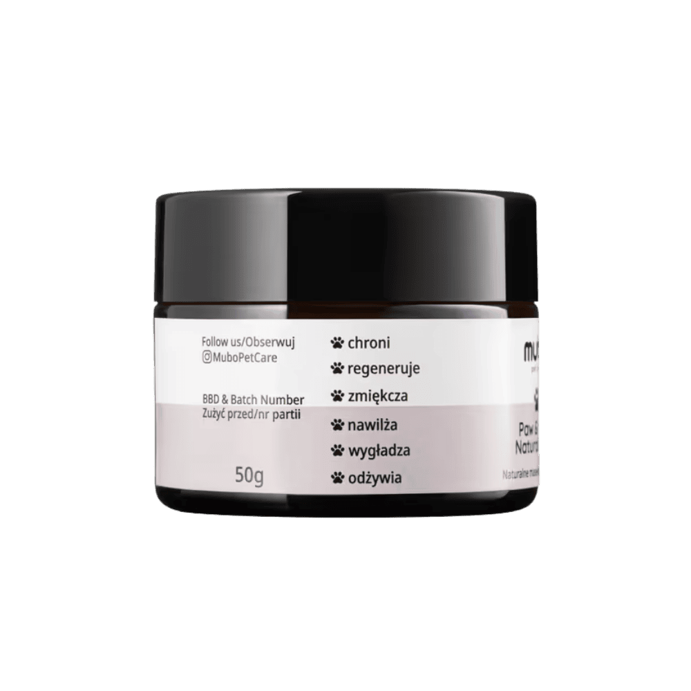 Mubo Paw & Nose Fragrance Free Natural Balm - Naturalne, bezzapachowe masełko do łap i nosa, dla psa i kota, 50g