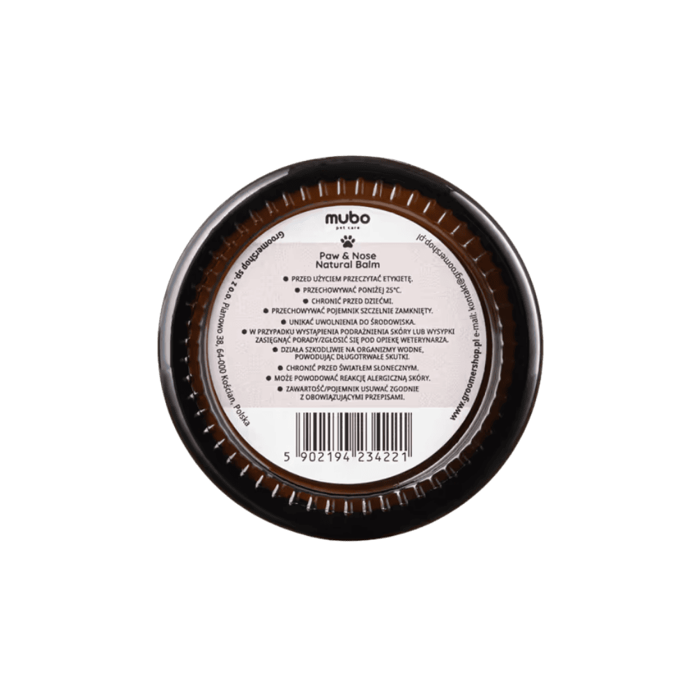 Mubo Paw & Nose Fragrance Free Natural Balm - Naturalne, bezzapachowe masełko do łap i nosa, dla psa i kota, 50g