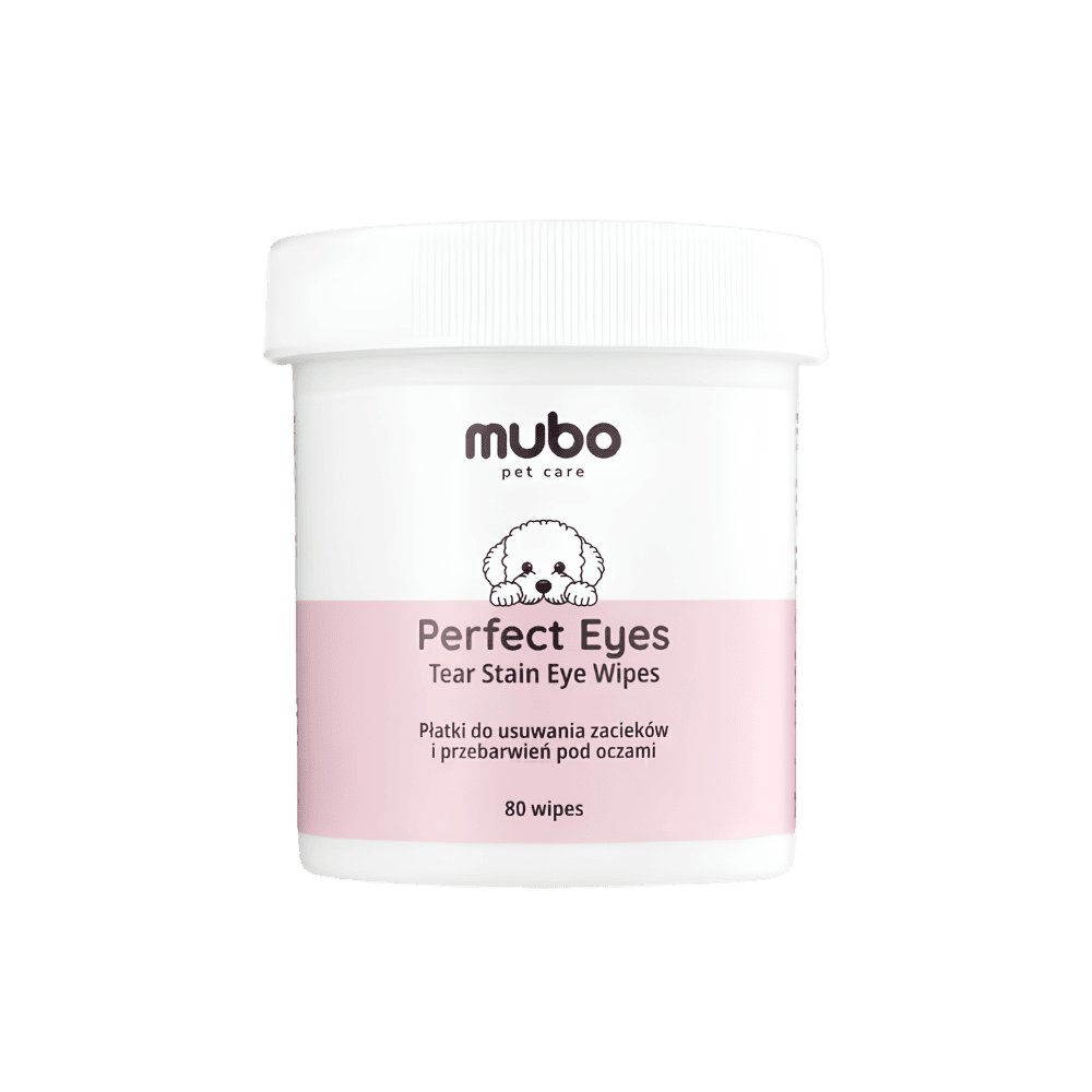 Mubo Perfect Eye Tear Stain Eye Wipes - Płatki do usuwania zacieków i przebarwień pod oczami dla psa i kota, 80 sztuk
