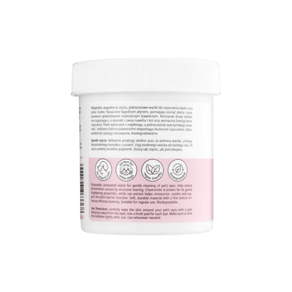 Mubo Perfect Eye Tear Stain Eye Wipes - Płatki do usuwania zacieków i przebarwień pod oczami dla psa i kota, 80 sztuk