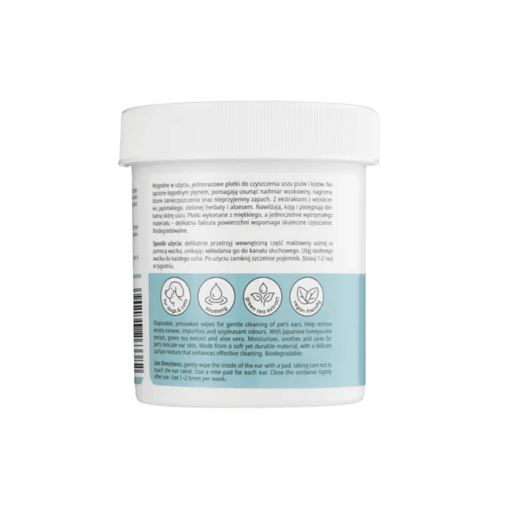 Mubo Pet Ear Wipes - Płatki do czyszczenia uszu dla psa i kota, 100 sztuk