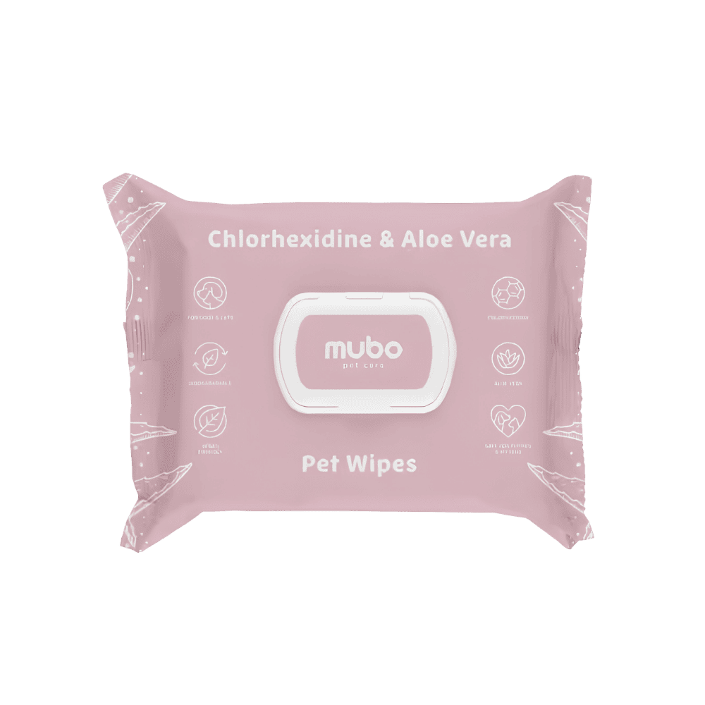 Mubo Chlorhexidine & Aloe Vera Pet Wipes - Chusteczki z chlorheksydyną i aloesem dla psa i kota