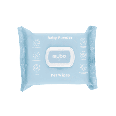 Mubo Baby Powder Pet Wipes - Delikatne chusteczki z z aloesem dla psa i kota, o zapachu dziecięcego pudru - obrazek 1
