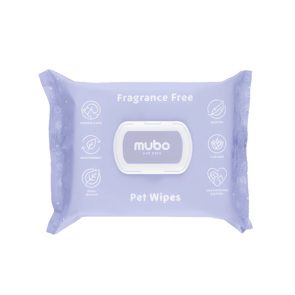 Mubo Fragrance Free Pet Wipes - Delikatne chusteczki z z aloesem dla psa i kota, bezzapachowe