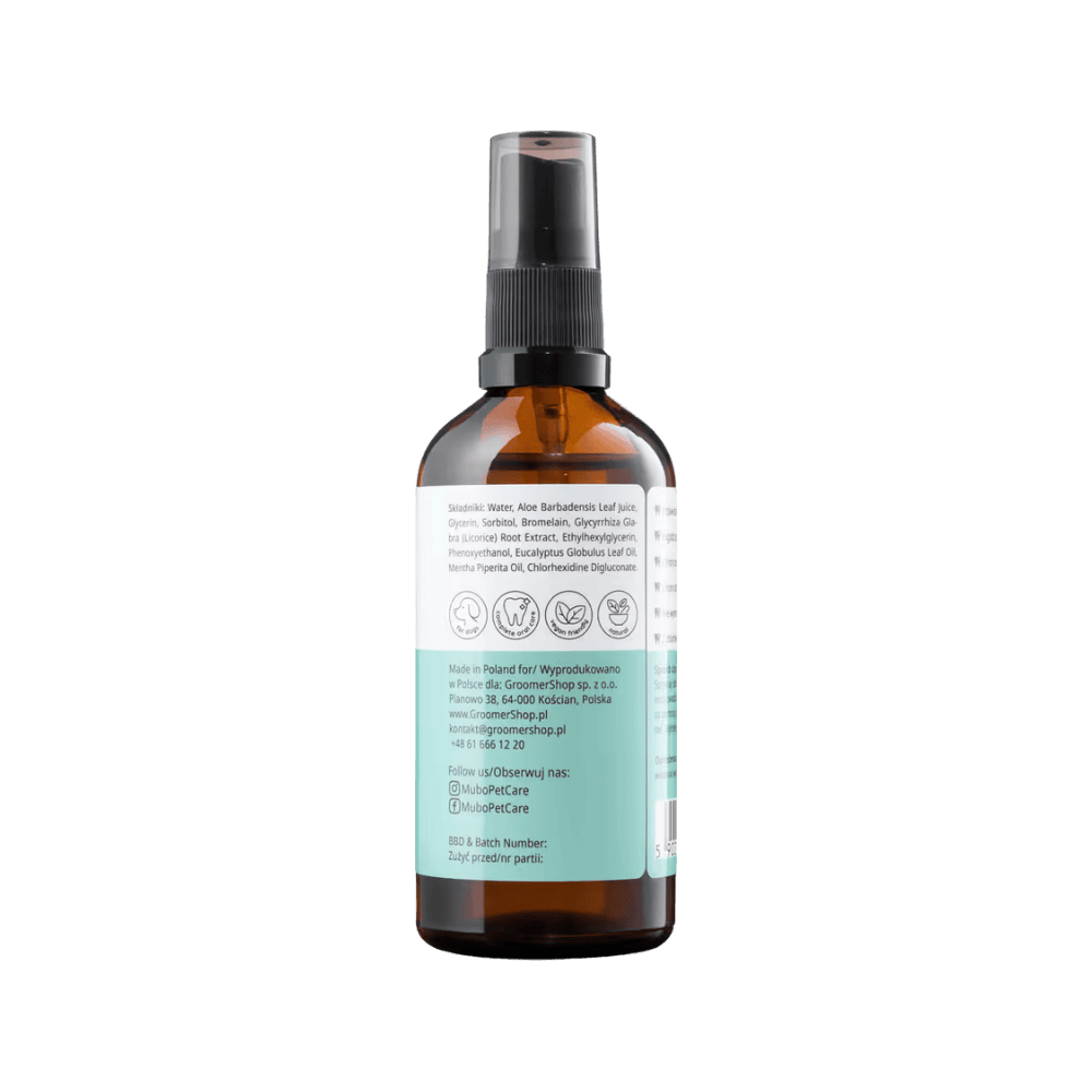 Mubo Chlorhexidine Dental Spray - Naturalna pasta z chlorheksydyną dla psa, bez szczotkowania, 100ml