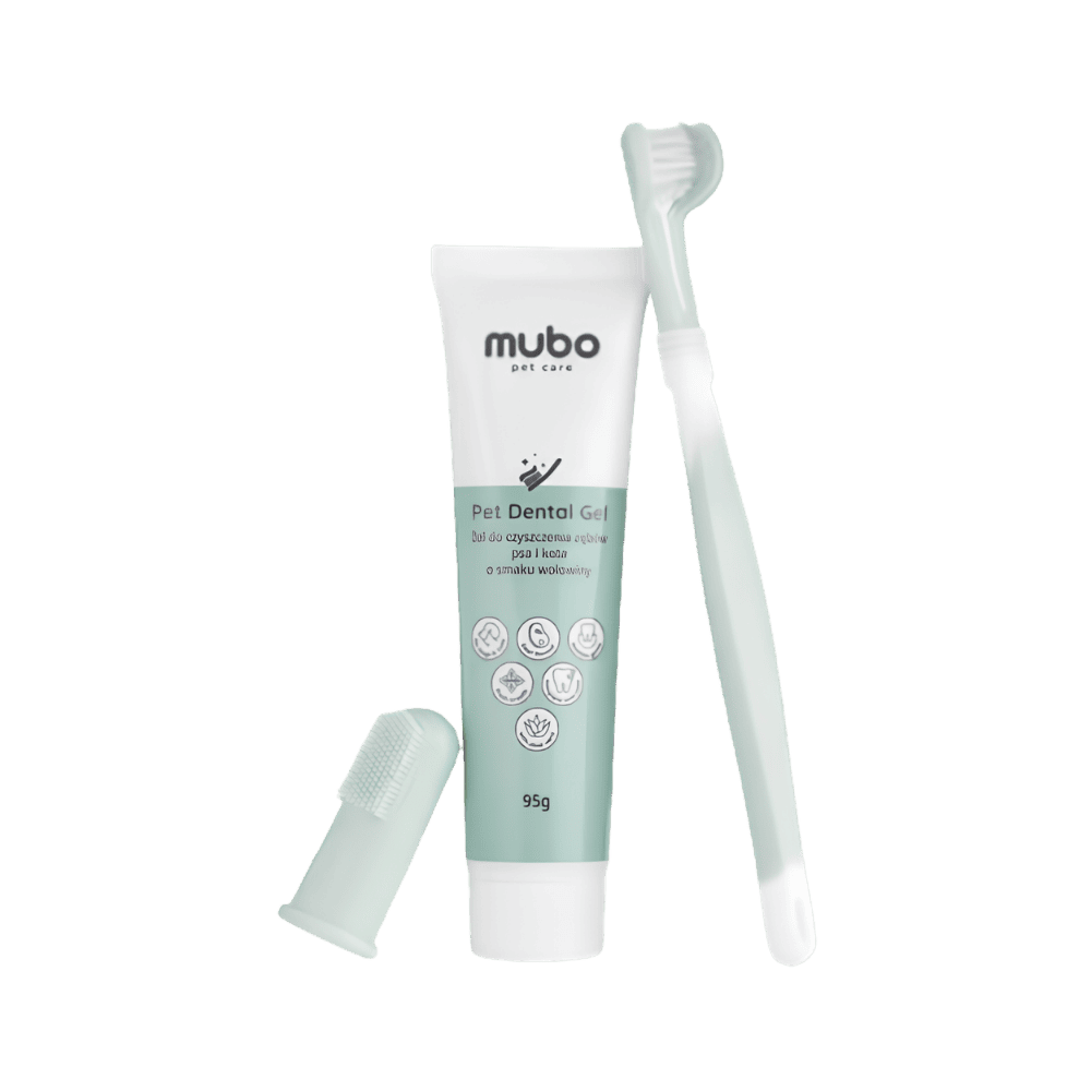 Mubo Dental Care Kit - Zestaw do pielęgnacji psich zębów ze szczoteczką, nakładką na palec i pastą