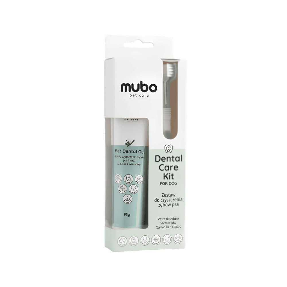 Mubo Dental Care Kit - Zestaw do pielęgnacji psich zębów ze szczoteczką, nakładką na palec i pastą