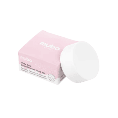 Mubo White Coat Stain Remover Soap Bar - Naturalne mydełko do usuwania zacieków na białej i jasnej sierści dla psa i kota, 40g - obrazek 1