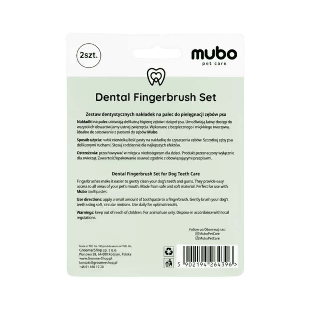 Mubo Dental Fingerbrush Set - Nakładki na palec do czyszczenia zębów, 2 sztuki