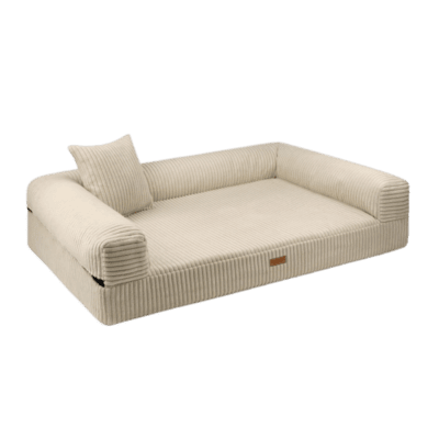DENZOO Parma Beige – Legowisko z materacem ortopedycznym, kanapa dla psa i kota, beżowe - obrazek 3
