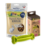 Kolor: Zestaw promocyjny - FIBOO Fiboone Dental + Baltica Przysmaki Regionów królik 80g + StarchBag BIOworki 8 sztuk
