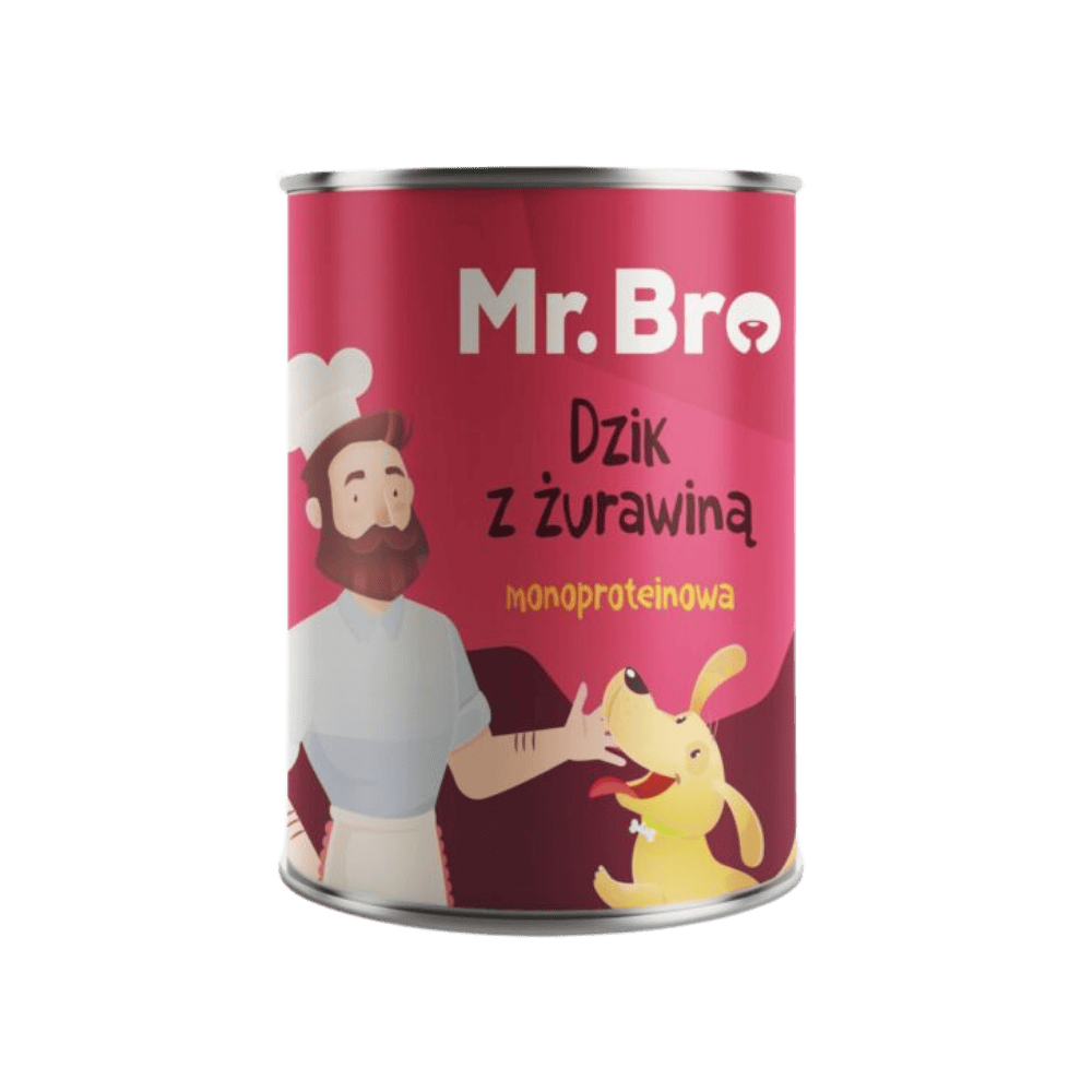 Mr.Bro – Monobiałkowa karma mokra dla psów, dzik z żurawiną