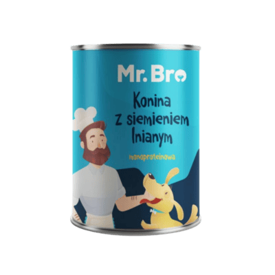 Mr.Bro – Monobiałkowa karma mokra dla psów, konina z siemieniem lnianym