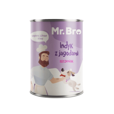 Mr.Bro – Monobiałkowa karma mokra dla szczeniąt, indyk z jagodami